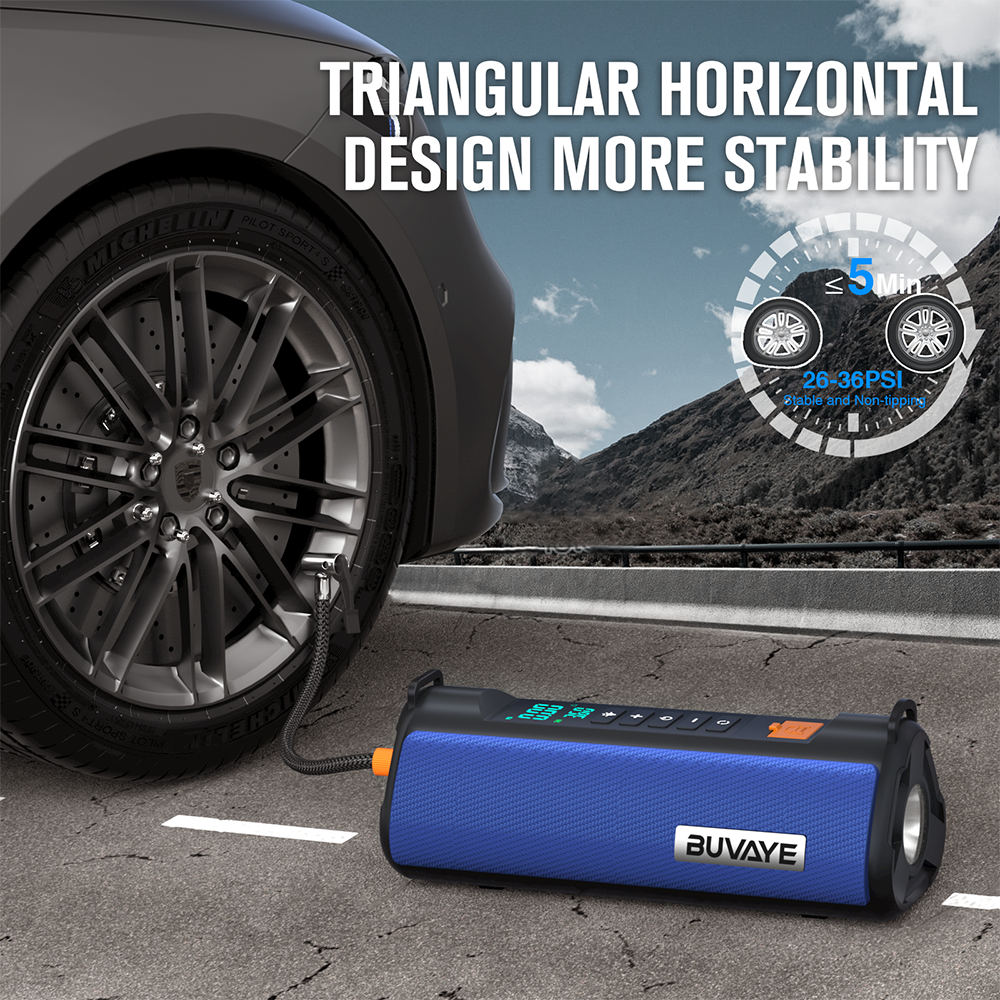 BUVAYE TS03 Portable Tire Inflator TS03 Car Emergency Power Outdoor Multifunctional Jump Starter and Air Pump with EVA Bag