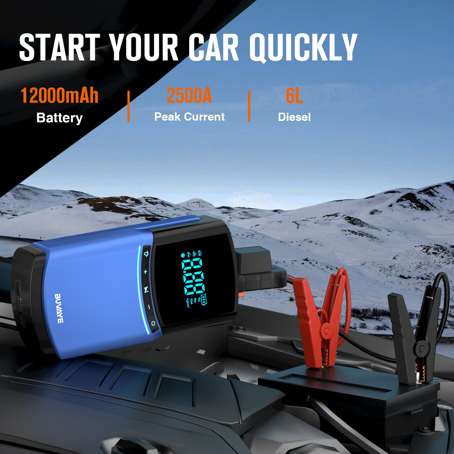 BUVAYE BN03 4 in 1 Car Jump Starter Air Pump 150PSI Tyre Compressor 2000A Starter Device 10400mAh Power bank Digital Inflatable Pump