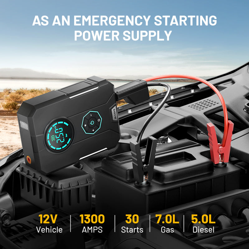BUVAYE YS03 4 In 1 Car Jump Starter Air Pump Power Bank Portable Air Compressor Cars Battery Starters Starting Auto Tyre Inflator