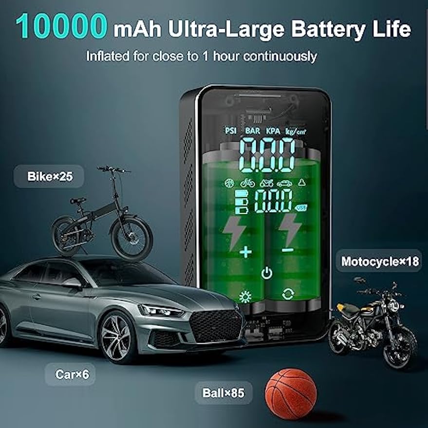 BUVAYE 1715 Mini Car Tire Inflator Pump Portable Electric Pump Multifunctional Automatic High-pressure Flushing Air Compressor