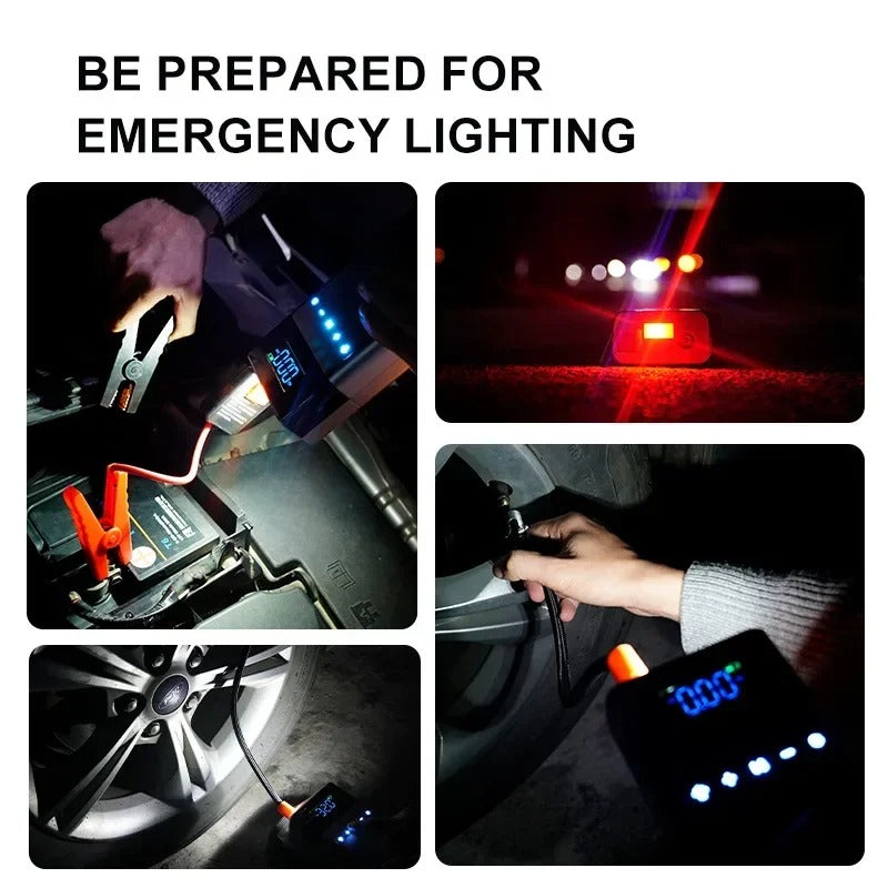 BUVAYE YL03 Car Jump Starter with Air Pump 4 in 1 Power Bank Air Compressor Cars Battery Starters Auto Tyre Inflator with EVA Bag