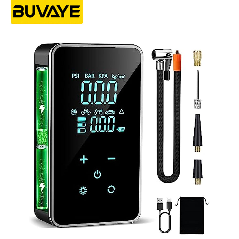 BUVAYE 1715 Mini Car Tire Inflator Pump Portable Electric Pump Multifunctional Automatic High-pressure Flushing Air Compressor