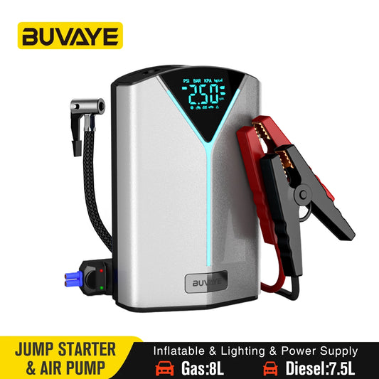 BUVAYE MY03 Car Battery Jump Starter Inflatable Pump Power Bank LED Lighting Portable 4 In 1 Car Booster Air Compressor for 12V Cars