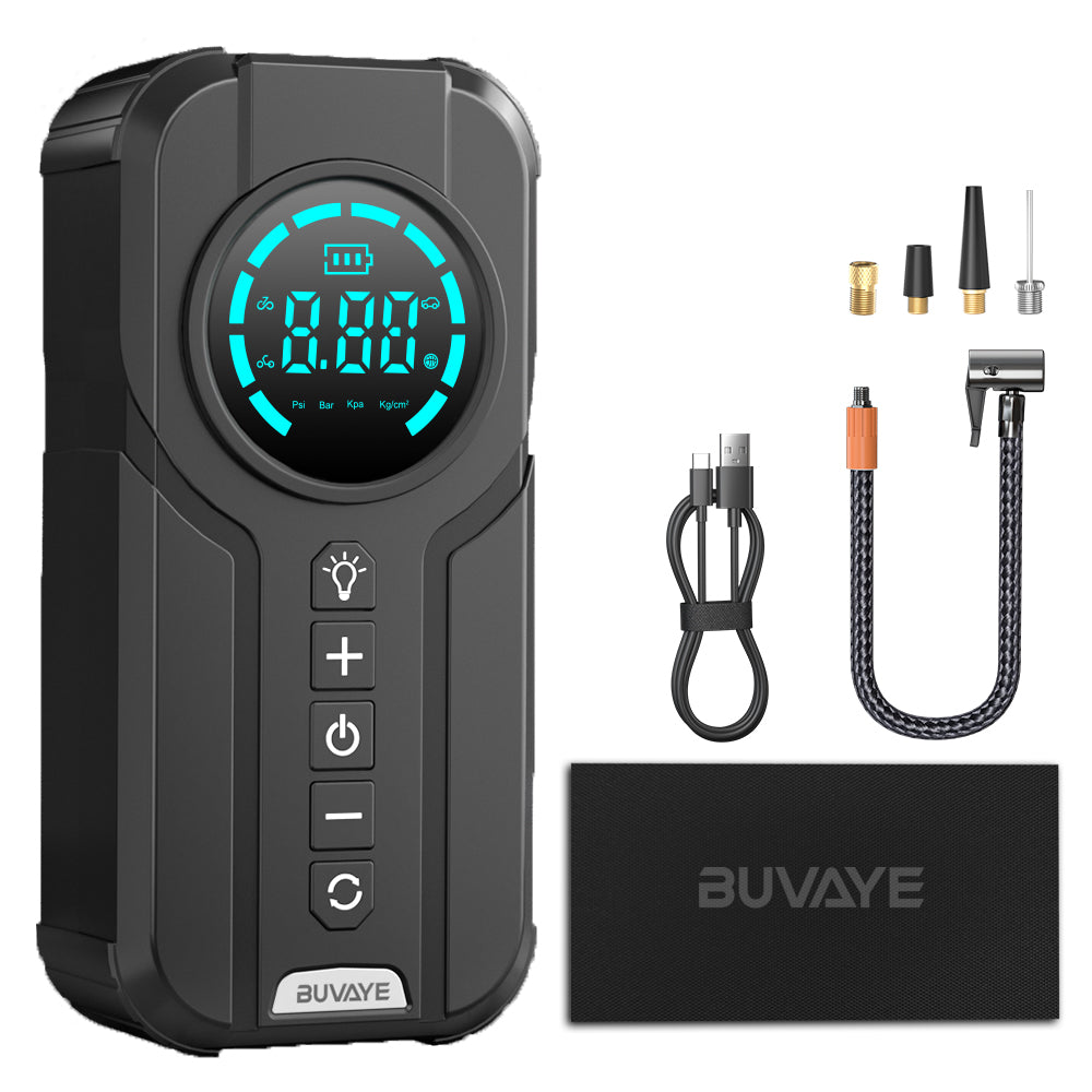 BUVAYE YX1819L Car Inflator Tire Pump Portable Car Air Compressor for Motorcycles Bicycle Boat Tyre Inflator Digital Auto Inflatable
