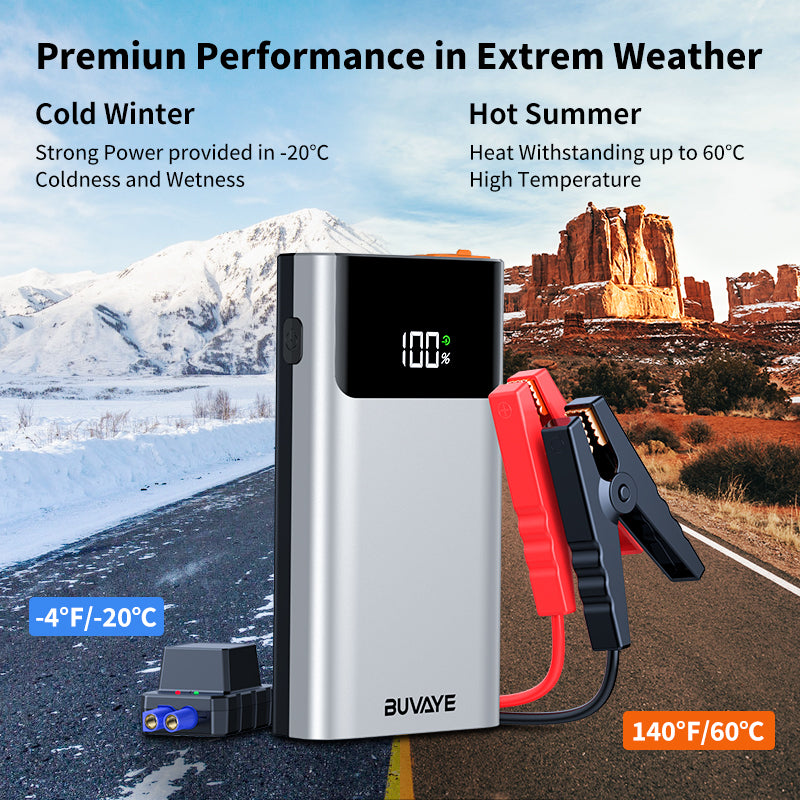 BUVAYE QS001 Car Jump Starter 3 In 1 Portable Car Battery Booster Power Bank LED Lighting Small Battery Starter Device For 12V Cars