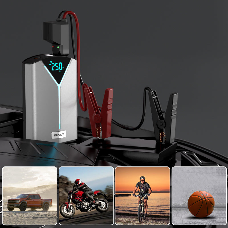 BUVAYE MY03 Car Battery Jump Starter Inflatable Pump Power Bank LED Lighting Portable 4 In 1 Car Booster Air Compressor for 12V Cars