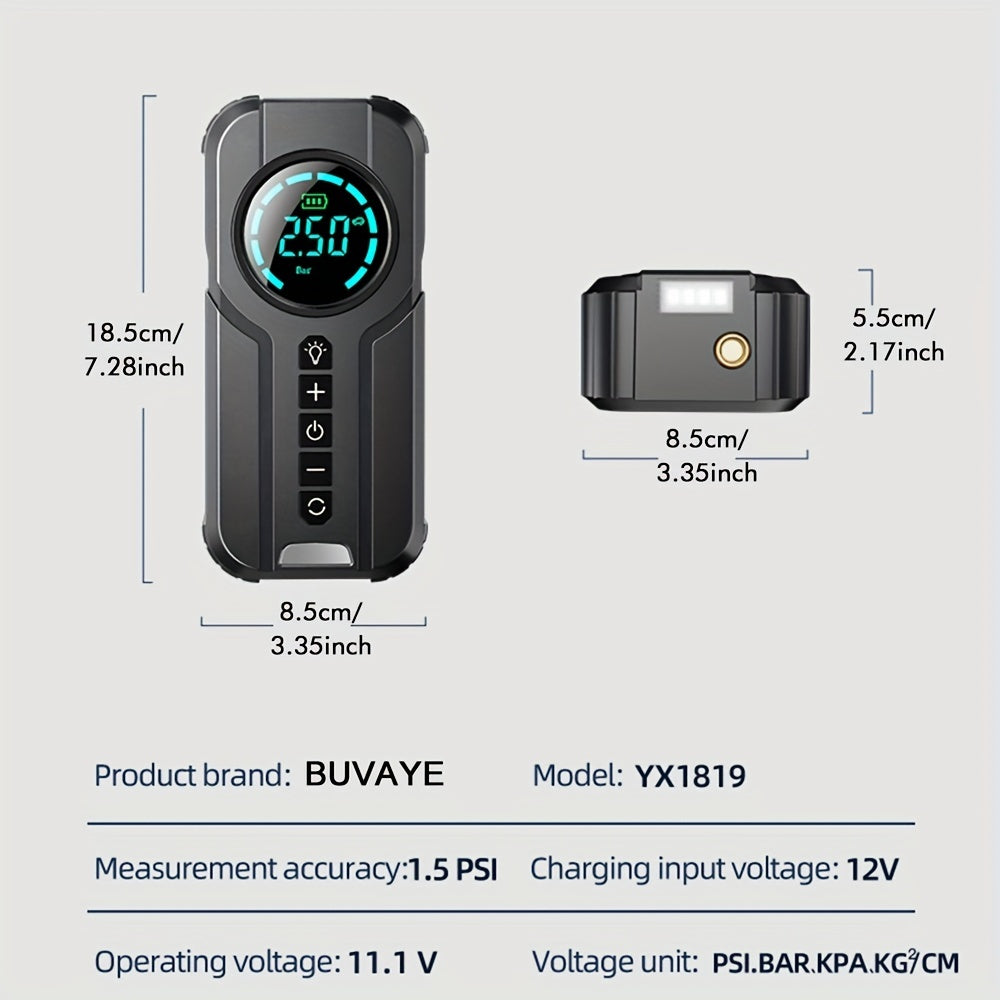 BUVAYE YX1819L Car Inflator Tire Pump Portable Car Air Compressor for Motorcycles Bicycle Boat Tyre Inflator Digital Auto Inflatable
